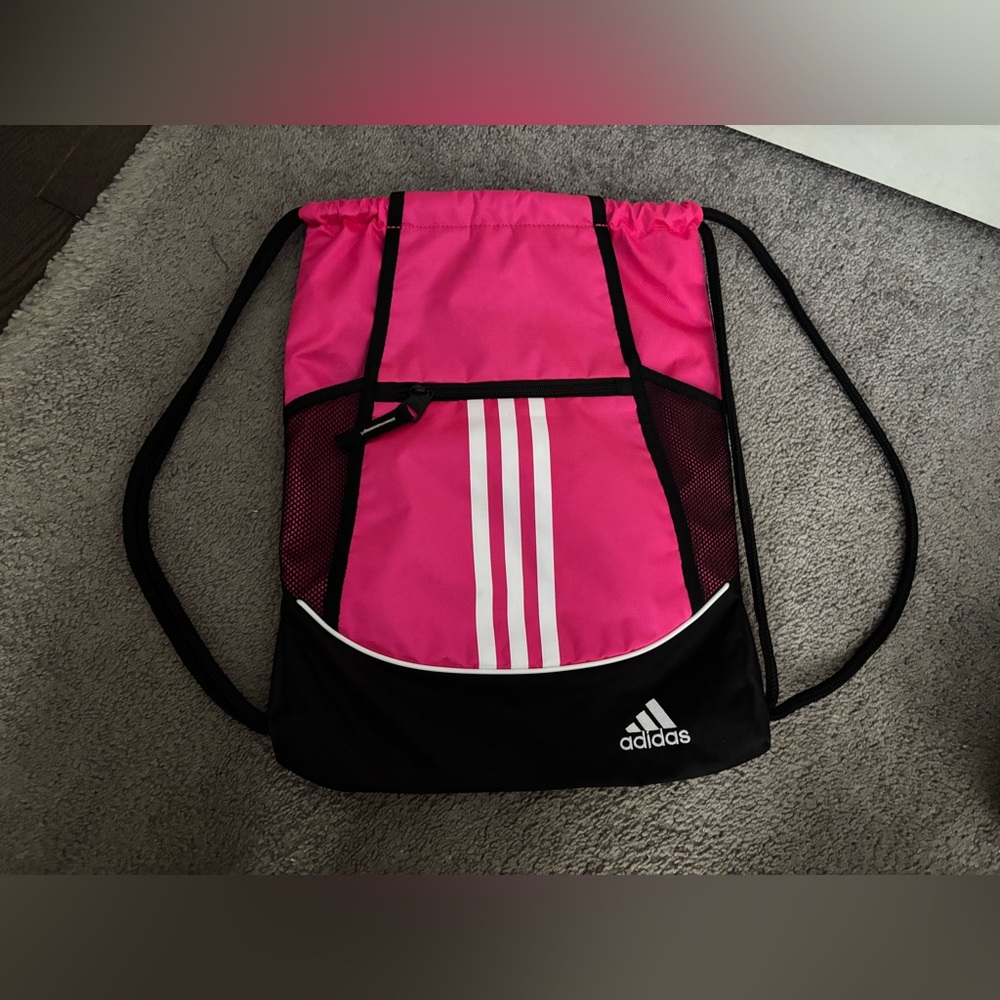 Adidas Vibrant Pink and Black draw string bag